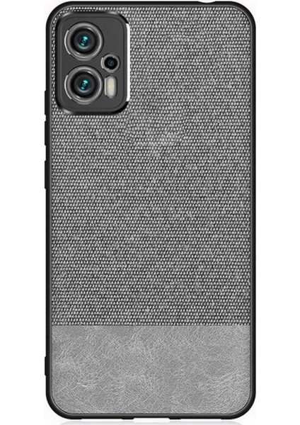 Xiaomi Redmi Note 11T Pro Fabrik Kumaş ve Deri Desen Kılıf - Gri