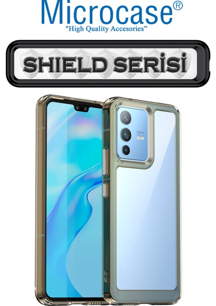 Vivo V23 5g Shield Serisi Darbeye Dayanıklı Yarı Esnek Plastik Tpu Kılıf - Füme