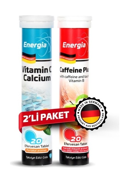 Energia® Vitamin C + Multivitamin Çocuk Efervesan Tablet Takviye Edici Gıda