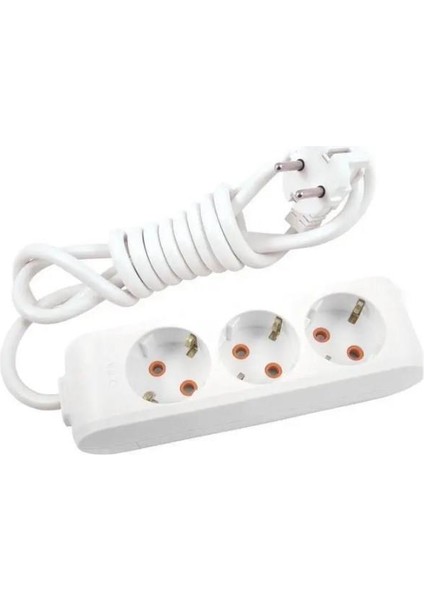 Kablolu Grup Priz Çocuk Korumalı 3 Lü 2mt 16A Beyaz 90113302