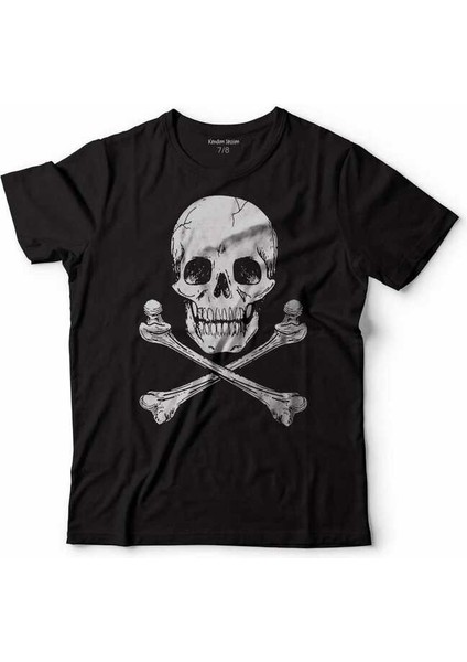 Skull Kuru Kafa Iskelet Kemik Hayalet Çocuk Tişört Siyah