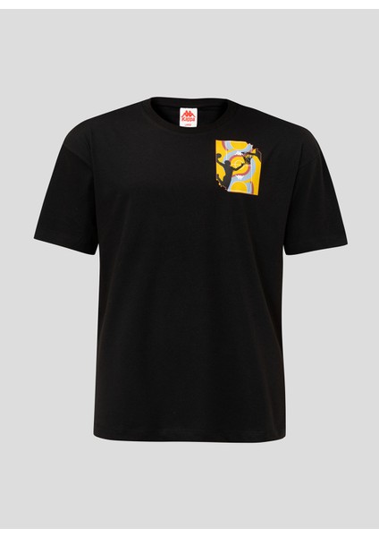 Yuvarlak Yaka Düz Siyah Erkek T-Shirt 311G3RW Authentıc Graphık Tk