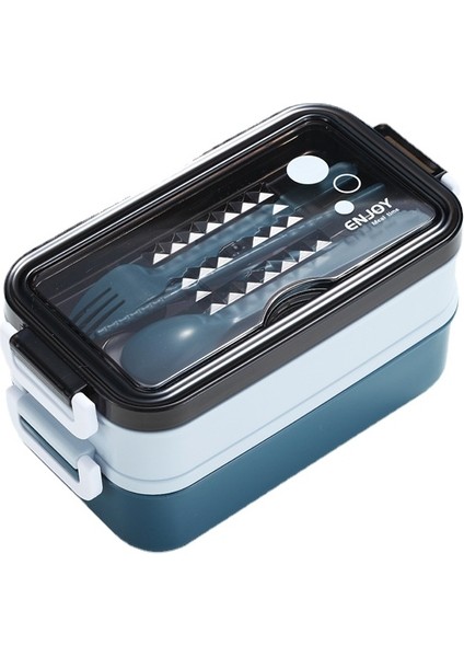 Lovehome Taşınabilir Büyük Kapasiteli Çift Katmanlı Yalıtımlı Yemek Saklama Kabı - Mavi (Yurt Dışından)