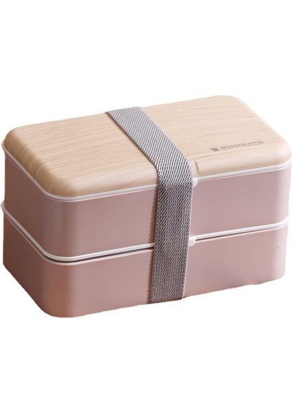 Lovehome Çift Katmanlı Plastik Bölmeli Yemek Saklama Kabı - Pembe (Yurt Dışından)