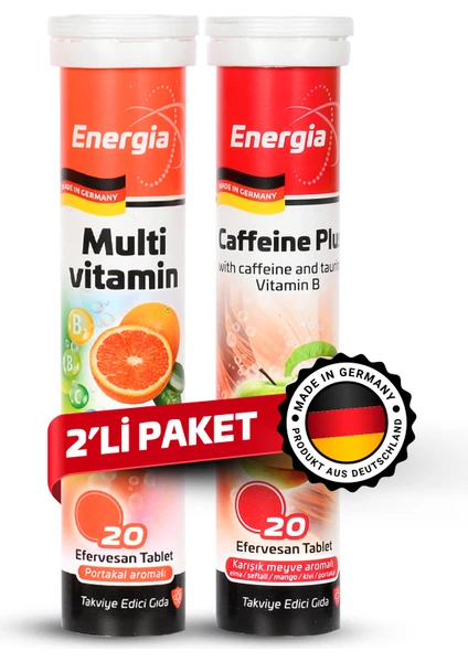 Energia® Multivitamin + Caffeine Plus Efervesan Tablet Takviye Edici Gıda