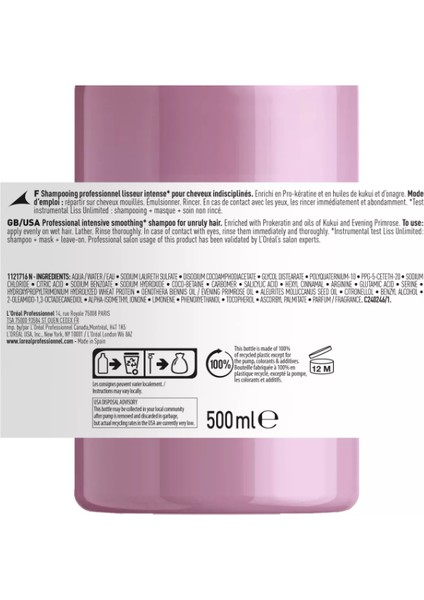 Liss Unlimited Düzleştirici Yumuşatıcı Şampuan 500 ml