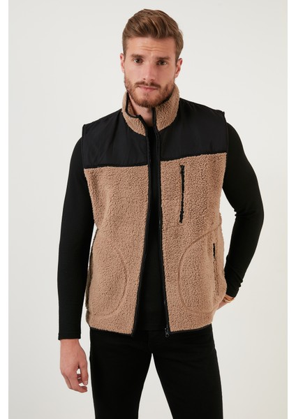 Slim Fit Fermuarlı Dik Yaka Polar Yelek Erkek Yelek 5909004
