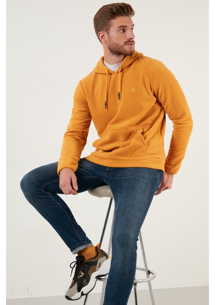 Slim Fit Kanguru Cepli Kapüşonlu Polar Erkek Polar 5906032