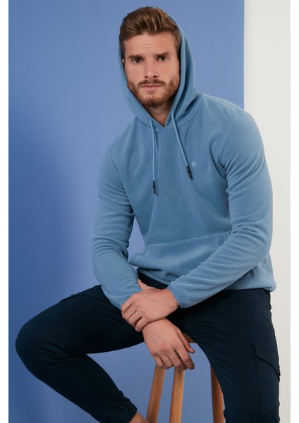 Slim Fit Kanguru Cepli Kapüşonlu Polar Erkek Polar 5906032