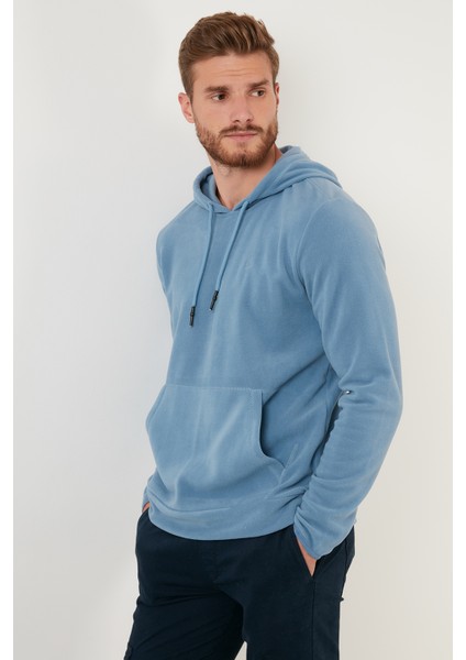 Slim Fit Kanguru Cepli Kapüşonlu Polar Erkek Polar 5906032