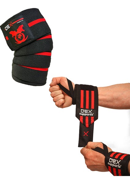 Knee Wraps + Wrist Wraps 2'li Set