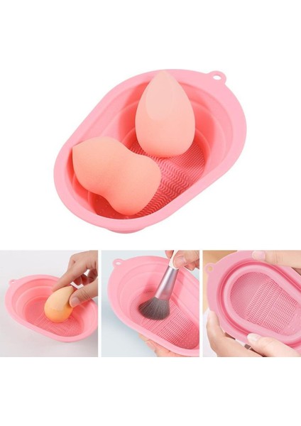 Makyaj Fırçası ve Makyaj Süngeri Yıkama Kabı Pembe modelleri