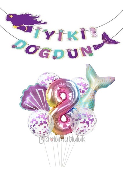 Deniz Kızı Folyo Set Konsept Doğum Günü Set
