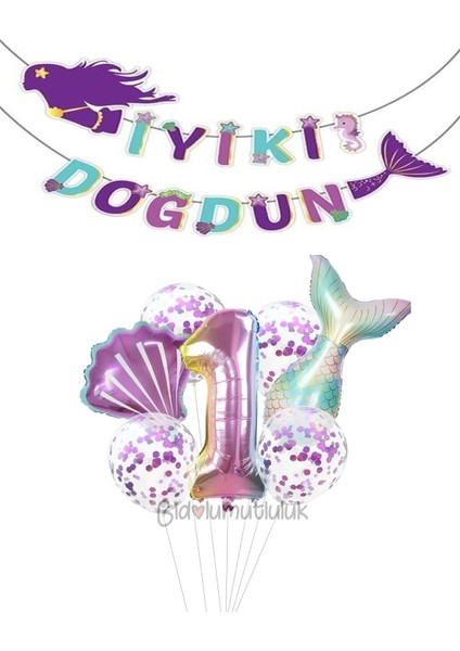 Deniz Kızı Folyo Set Konsept Doğum Günü Set