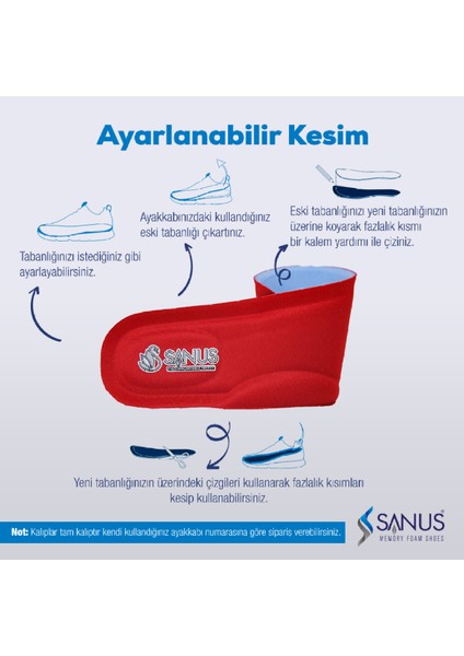 A100 Visco Memory Foam Anatomik Unisex Kırmızı Tabanlık