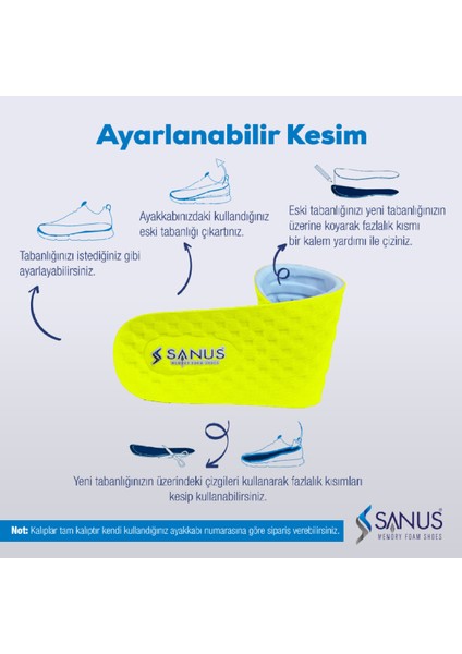 M900 Visco Memory Foam Anatomik Unisex Fosforlu Sarı Tabanlık