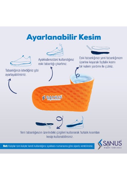 M900 Visco Memory Foam Anatomik Unisex Fosforlu Turuncu Tabanlık