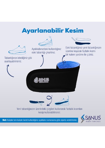 100 Model Visco Memory Foam Spor Unisex Siyah Tabanlık