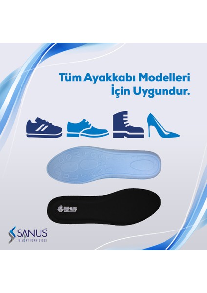 100 Model Visco Memory Foam Spor Unisex Siyah Tabanlık