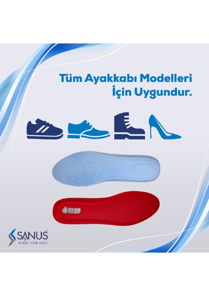 100 Model Visco Memory Foam Spor Unisex Kırmızı Tabanlık