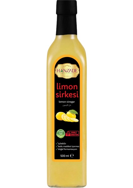 Limon Sirkesi 500 ml Doğal Fermantasyon İçilebilir Katkısız Cam Şişe