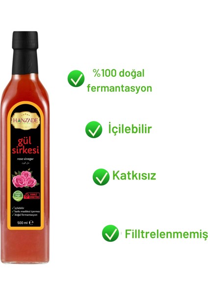 Gül Sirkesi 500 ml x 6 Adet Doğal Fermantasyon İçilebilir Katkısız Cam Şişe fiyatları