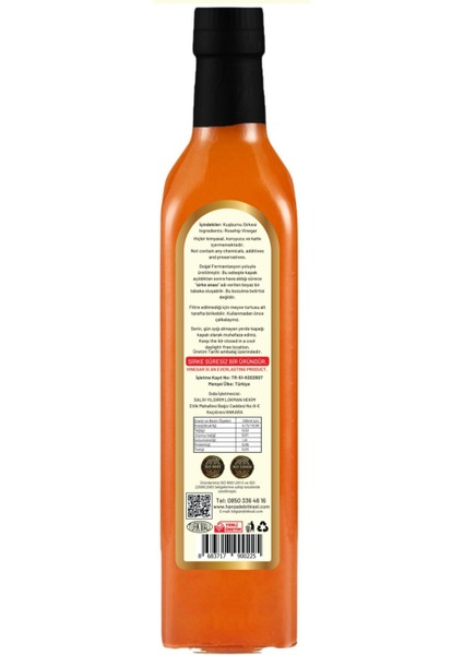 Kuşburnu Sirkesi 500 ml Doğal Fermantasyon İçilebilir Katkısız Cam Şişe fırsatları