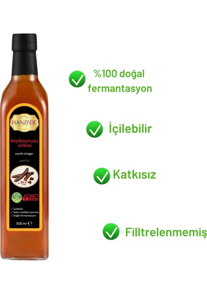 Keçiboynuzu Sirkesi 500 ml x 6 Adet Doğal Fermantasyon İçilebilir Katkısız Cam Şişe fiyatları