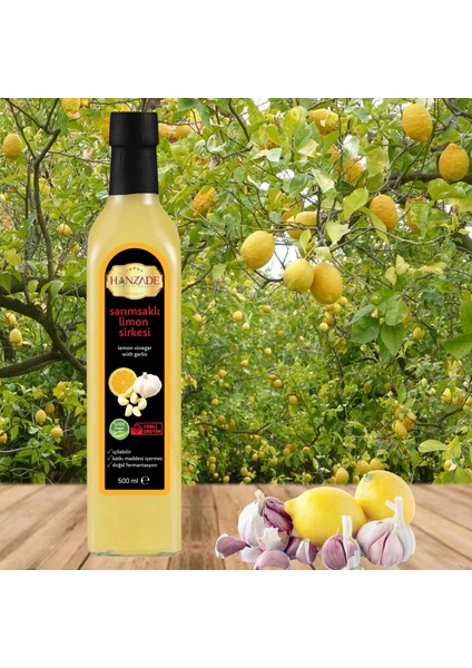 Sarımsaklı Limon Sirkesi 500 ml Doğal Fermantasyon İçilebilir Katkısız Cam Şişe modelleri