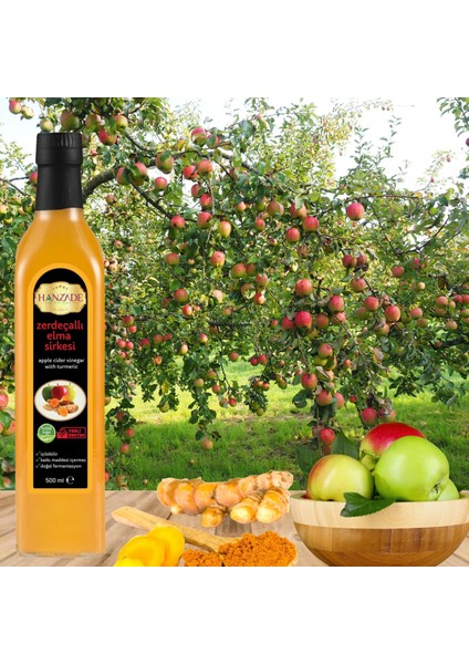 Zerdeçallı Elma Sirkesi 500 ml x 6 Adet Doğal Fermantasyon İçilebilir Katkısız Cam Şişe modelleri