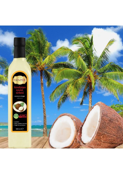 Hindistan Cevizi Sirkesi 500 ml x 6 Adet Doğal Fermantasyon İçilebilir Katkısız Cam Şişe modelleri