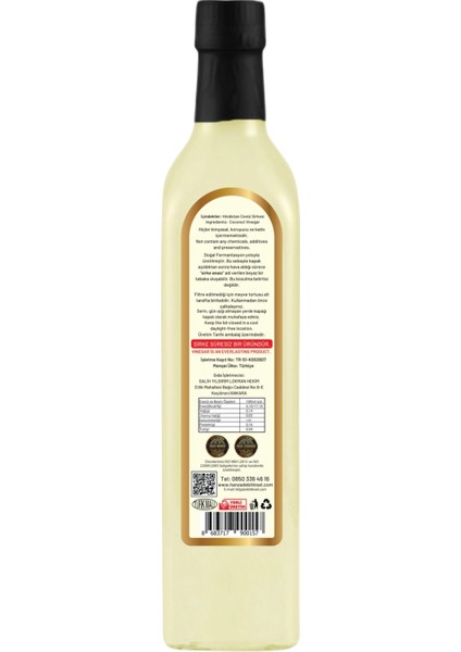 Hindistan Cevizi Sirkesi 500 ml x 6 Adet Doğal Fermantasyon İçilebilir Katkısız Cam Şişe fırsatları