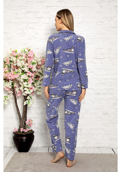 Bayan Kışlık Welsoft Peluş Inci Polar Düğmeli Pijama Takımı 'ipeksi Doku' modelleri