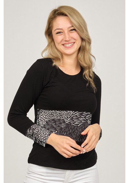 Kadın Uzun Kollu Penye Bluz 6699448 Siyah