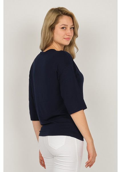 Kadın Desenli Bluz 6690208 Lacivert
