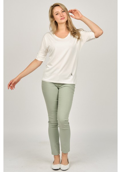 Kadın V Yaka Bluz 6690201 Ekru fiyatları