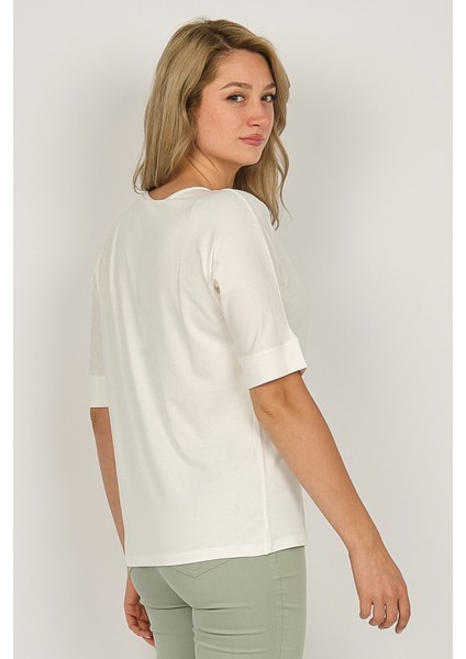Kadın V Yaka Bluz 6690201 Ekru indirimleri