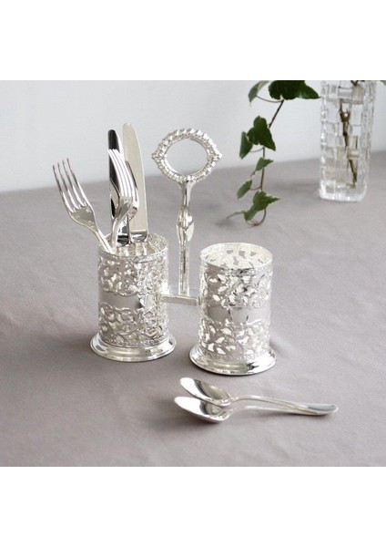 Ingiliz Gümüşü Çift Bölmeli Çatal Bıçak Sunumluk 17.5 x 21 cm fiyatları