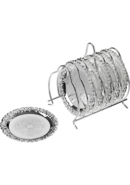 Ingiliz Gümüşü Bardak Altlığı Seti 6 Parça 11.5 x 8.6 x 12.7 cm