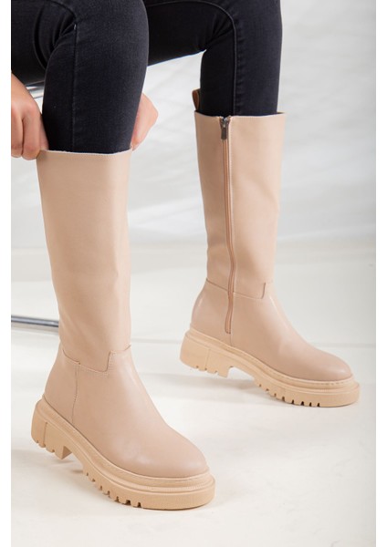 Leroy Kadın Çizme Nude Cilt