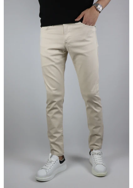 Erkek, Slim-Fit Gabardin Pantolon