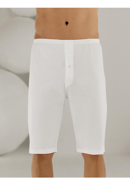 Penye Süprem Paçalı Boxer Beyaz - E018