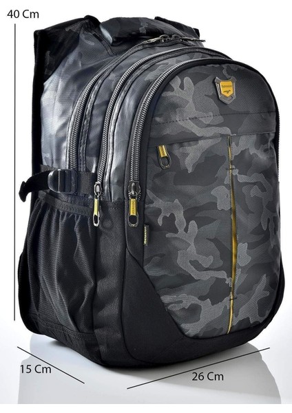 2235 Kamuflaj Desenli Gri Okul Sırt Çantası
