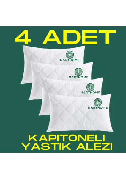 Nart Home Kapitoneli Yastık Alezi 4'li Pamuklu Fermuarlı Kapitone Yastık Koruyucu Yastık Kılıfı Kya4