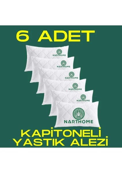 Nart Home Kapitoneli Yastık Alezi 6'li Pamuklu Fermuarlı Kapitone Yastık Koruyucu Yastık Kılıfı Kya6