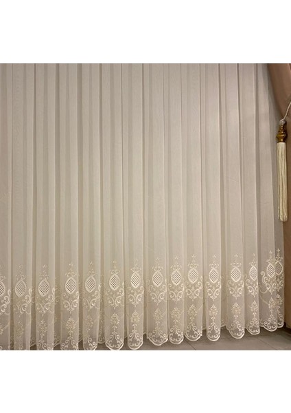 Nivemeshome Ren Nakışlı Krem 1/3 Sık Pile Tül Perde Apm fiyatları