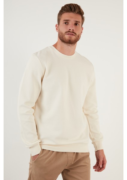 Regular Fit Bisiklet Yaka Pamuklu Sweat Erkek Sweat 5905337 fırsatları