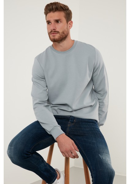 Regular Fit Bisiklet Yaka Pamuklu Sweat Erkek Sweat 5905337