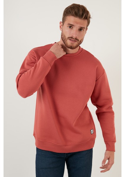Regular Fit Bisiklet Yaka Pamuklu İçi Tüylü Yumuşak Şardonlu Sweat Erkek SWEAT 5905255