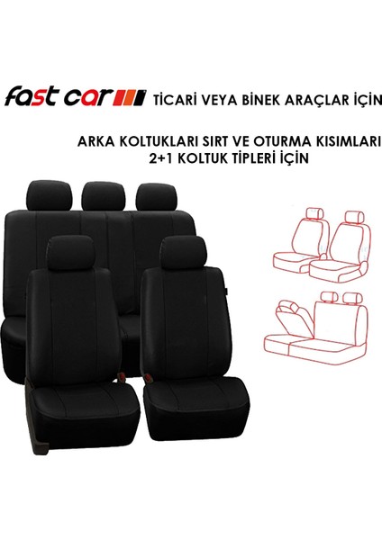 Fiorino Oto Koltuk Kılıfı Arka Koltuklar 2+1 Model Siyah